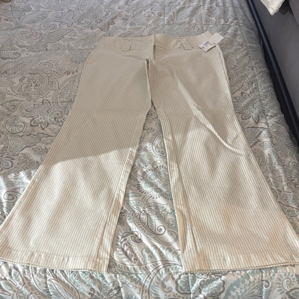 Forever 21 Cream Striped Flare Pants
